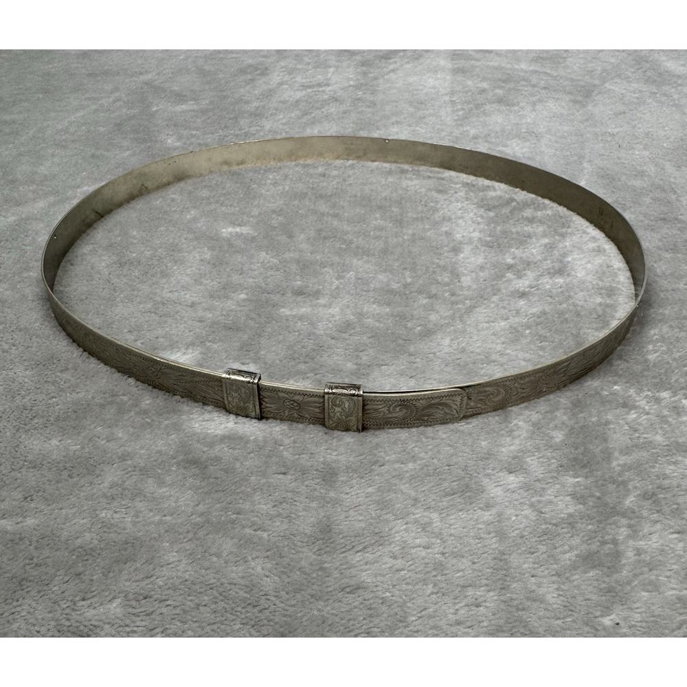 Vintage Montana Silversmiths Cowboy Hat Band Engraved Silver Plated Metal 70s